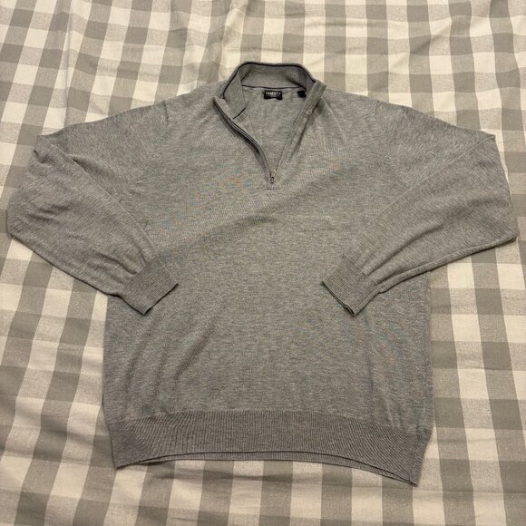 Faherty Movement Quarter Zip Sweater - Mineral Grey Heather - Men's Size Large - Picture 1 of 3